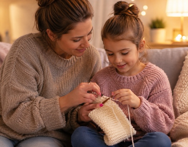 screen free activities for kids rainy days knitting