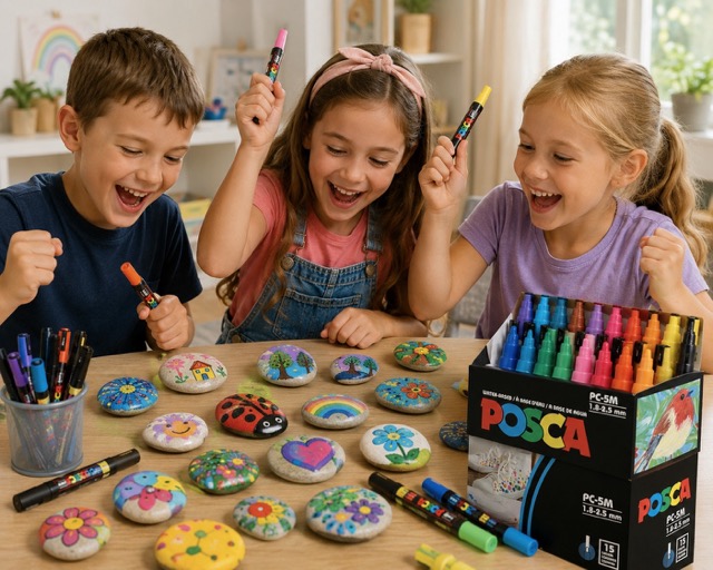 screen free activities for kids rainy days rock painting
