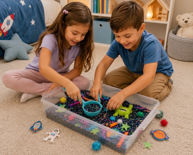 screen free activities for kids rainy days sensory bin