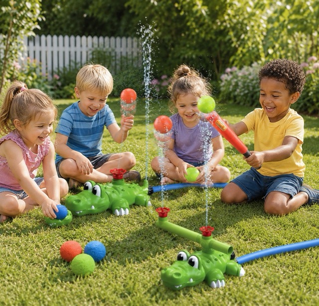 water sprinkler with balls toddler outdoor activities